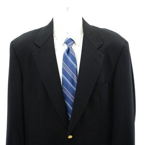 Tom James Black Wool‎ 2 Gold Button Blazer 42R Ventless